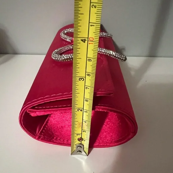 Elegant Hot Pink Clutch with Rhinestone Bow - Picture 9 of 9